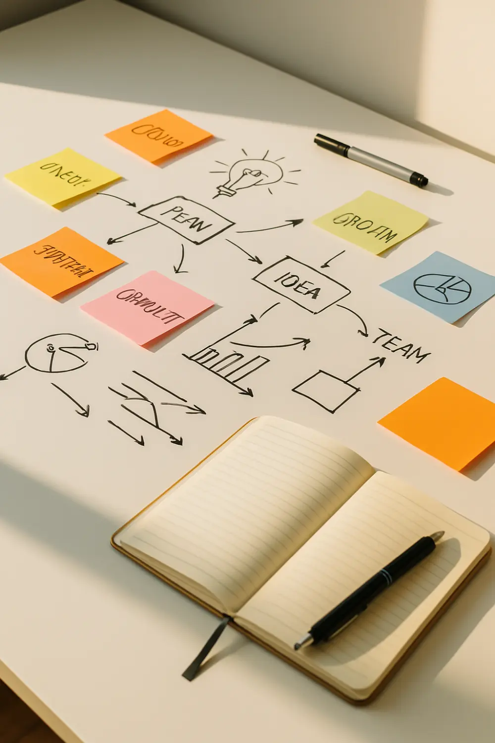 Buch, Ideen und Haftnotizen von Claudiabuessing Coaching